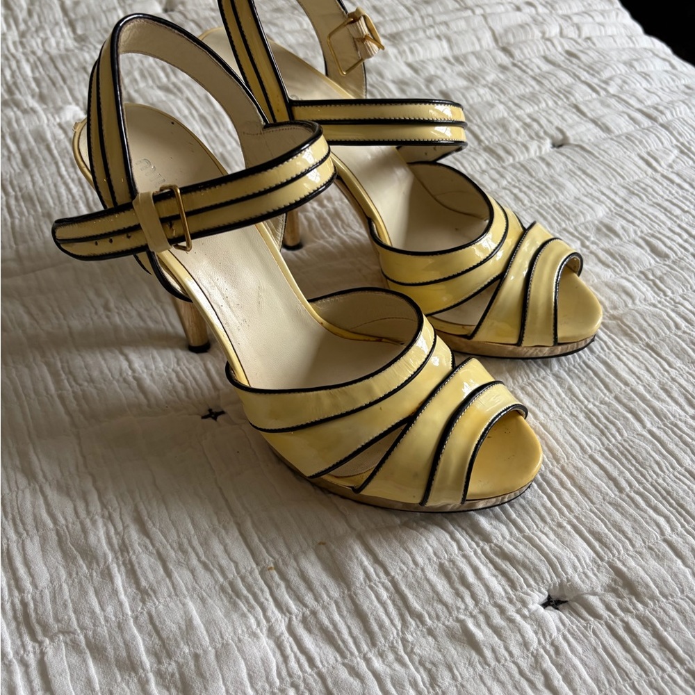 Miu Miu Yellow and Black Strappy Heels